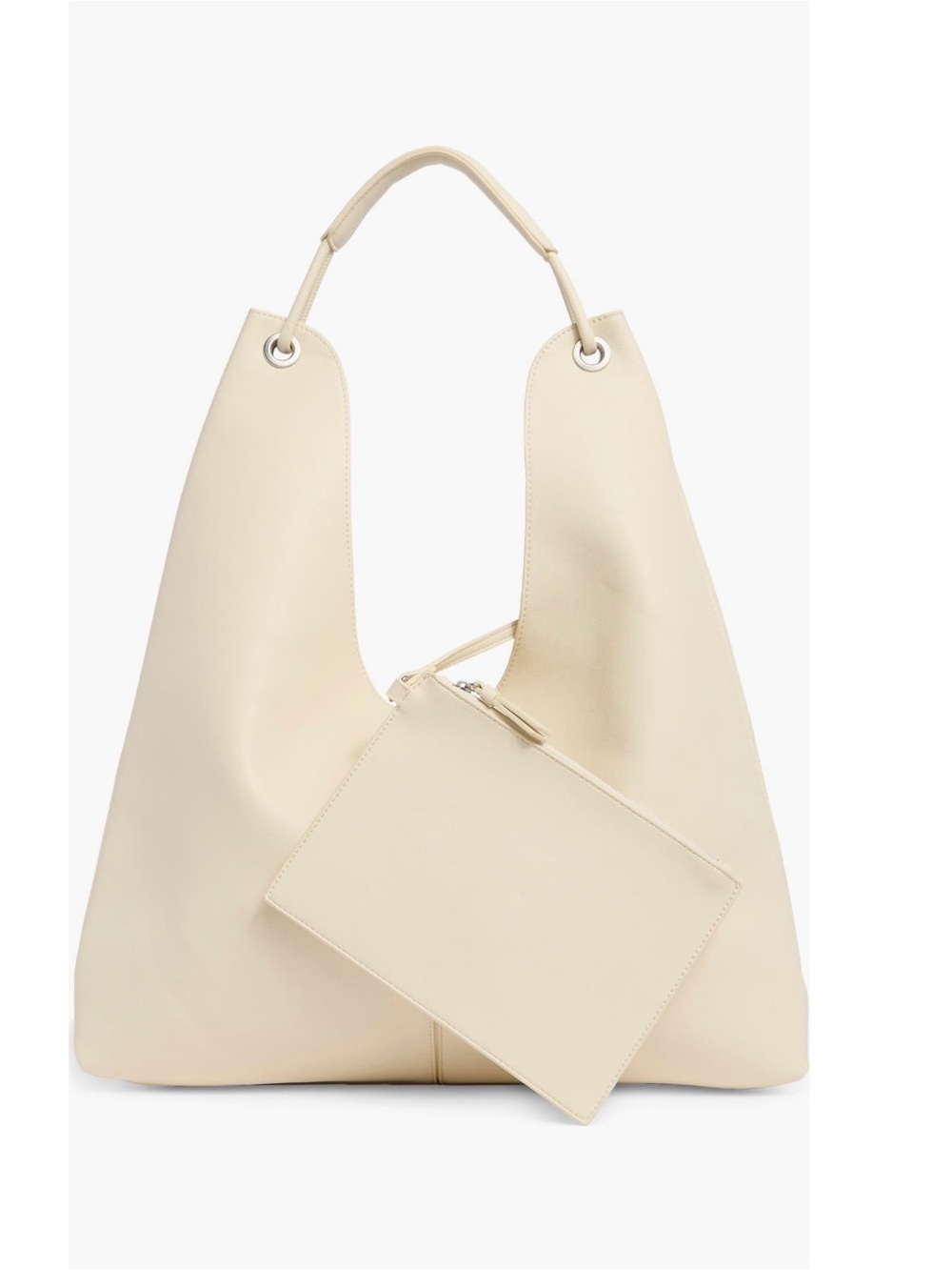 ✅NEW “BCBG” Soft Slouchy Cream Leather Hobo Bag with Removable Pouch